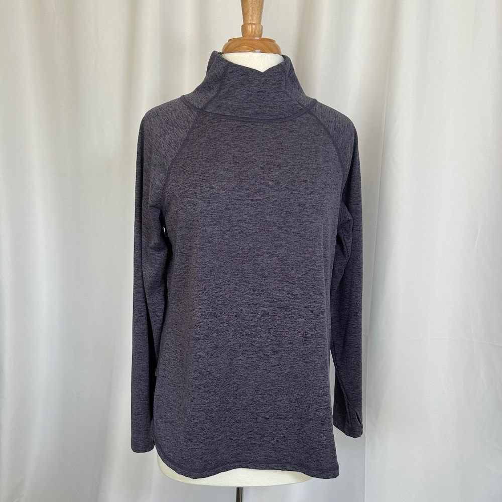 WOMEN'S APANA PURPLE HEATHER MOCK NECK PULLOVER - SIZE LARGE